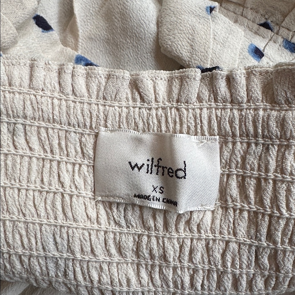 Wilfred Lolita Cream Blue Polka Dot Cropped Peasant Blouse Boho XS - Picture 8 of 9